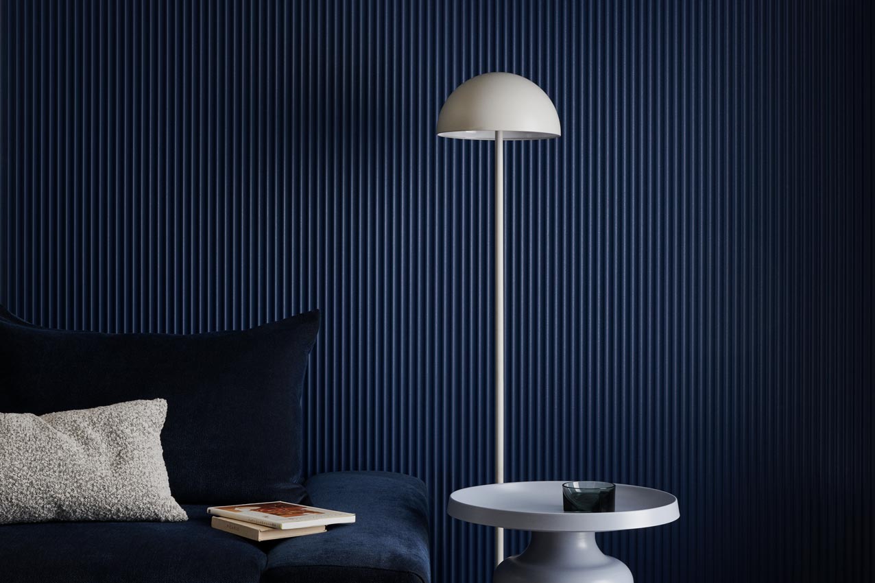 Scallop 22.5 wall panel in Dark Blue from Surround by Laminex™ Contemporary Range.
