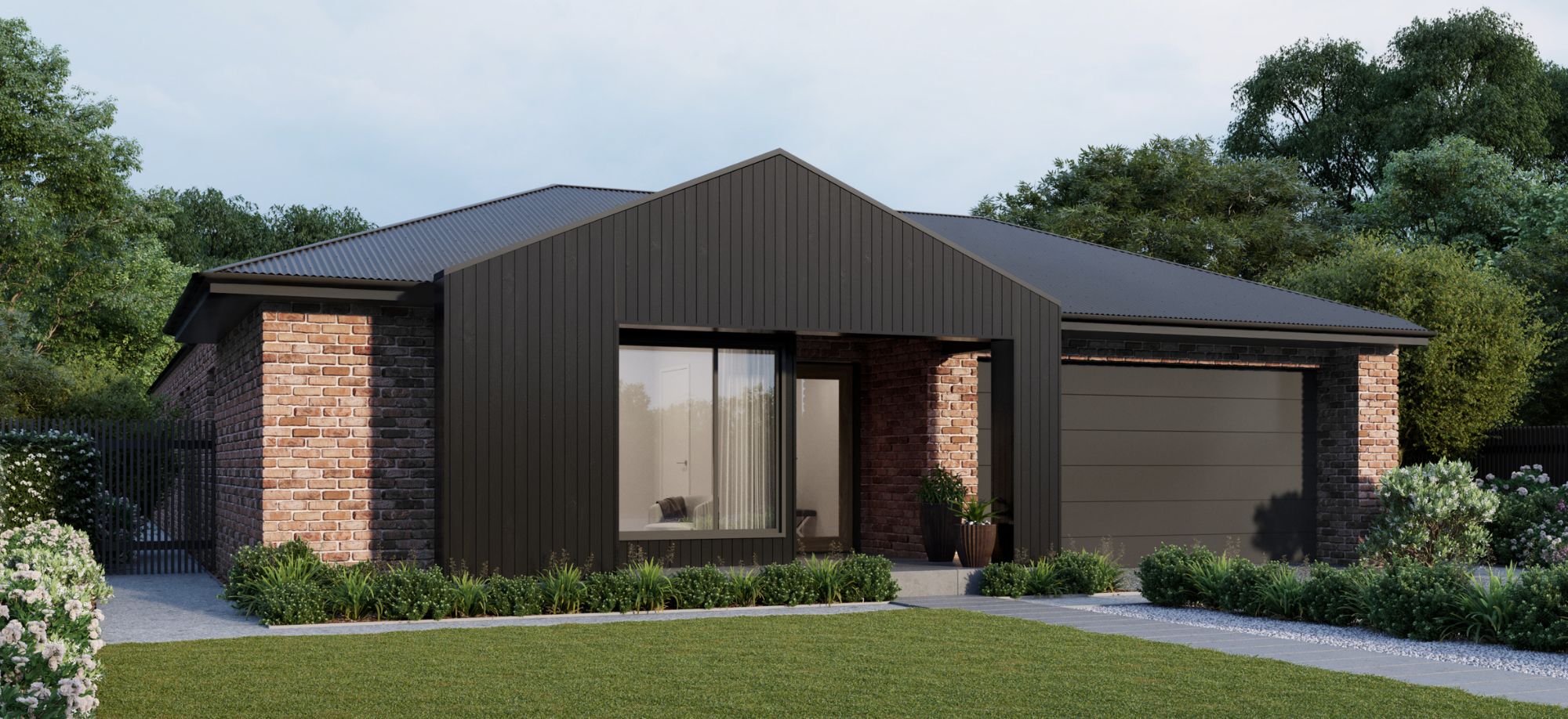 Modern facade and acreage design for Aspect range homes.